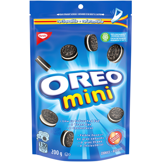 Christie Mini biscuits-sandwiches OREO au chocolat L’original 200 g, 2,15 $/100g