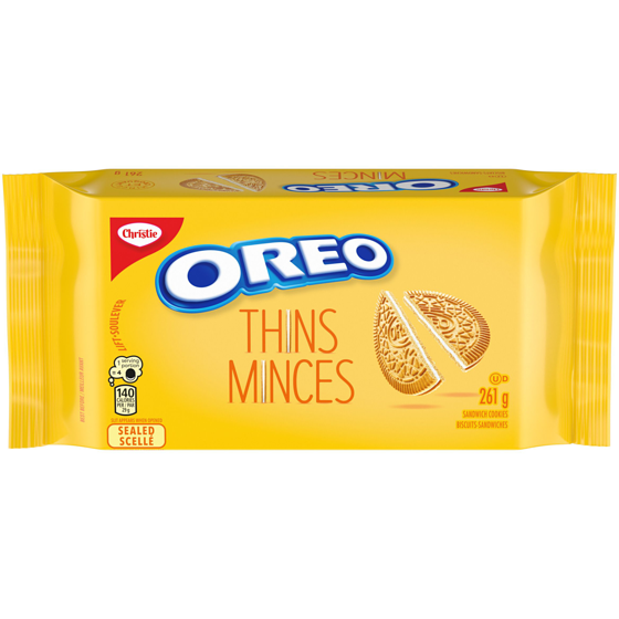 Christie OREO Thins, Golden Sandwich Cookies, Packable, snackable, and forever dunkable 261 g, $1.15/100g