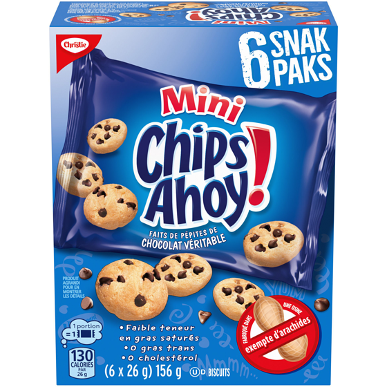 Christie Mini biscuits Chips Ahoy! aux pépites de chocolat en sachets Snak Paks 156 g, 1,92 $/100g