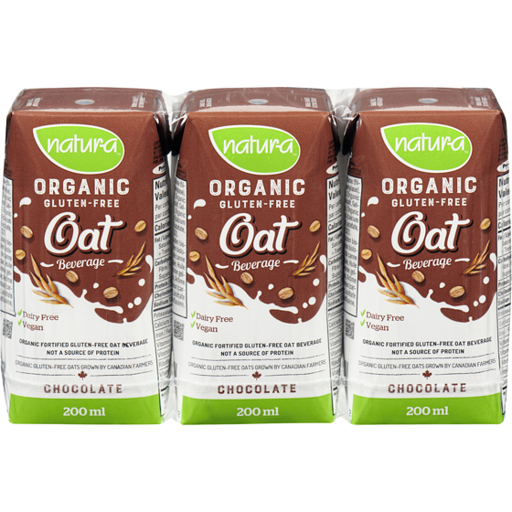 Natura Organic gluten-free oat beverage chocolate 3x200.0 ml, $1.25/100ml