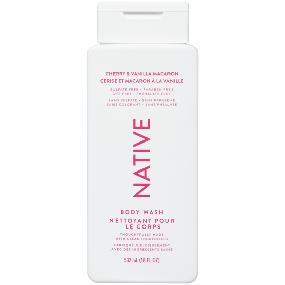 Native Nettoyant pour le corps, cerise et macaron à la vanille 532 ml, 3,01 $/100ml