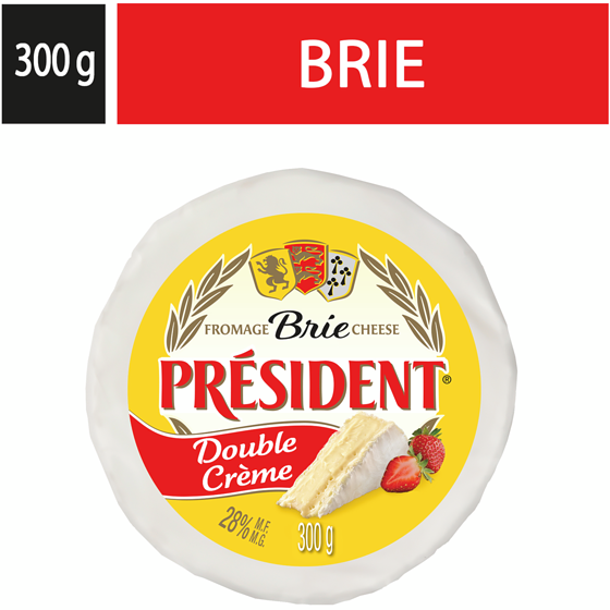President Brie Cheese Double Crème 28% M.F. 300 g, $4.10/100g