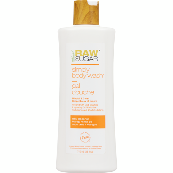 Raw Sugar Simply Body Wash Raw Coconut + Mango 740 ml, $1.82/100ml