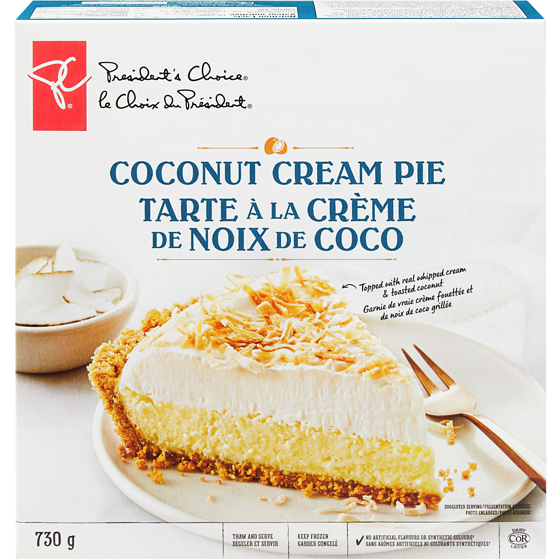 President's Choice Coconut Cream Pie 730 g, $1.85/100g