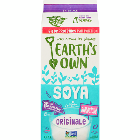 Earth’s Own Boisson au soya biologique Originale sans gluten 1.75 l, 0,20 $/100ml
