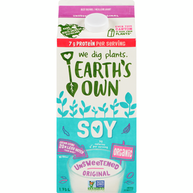 Earth's Own Organic Soy Beverage, Unsweetened Original 1.75 l, $0.27/100ml