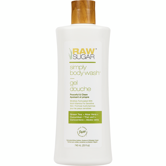 Raw Sugar Simply Body Wash Green Tea + Aloe Vera + Cucumber 740 ml, $1.82/100ml