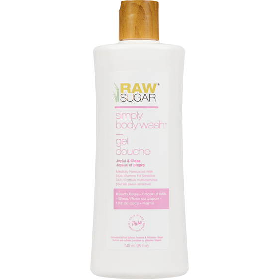 Raw Sugar Simply Body Wash Beach Rose + Coconut Milk + Shea 740 ml, $1.82/100ml