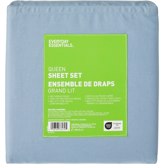 Everyday Essentials Queen Cotton Sheet 4 Piece Set 1 ea, $37.00/1ea