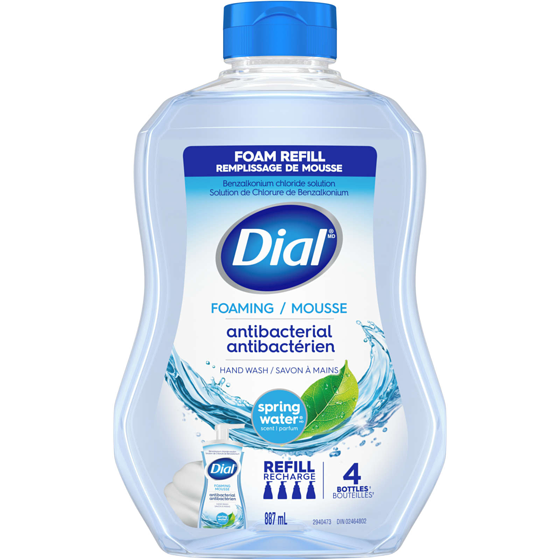 Dial Recharge de savon moussant antibactérien pour les mains, eau de source 887 ml, 1,01 $/100ml