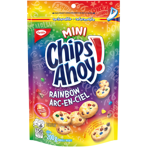 Christie mini biscuits Chips Ahoy! arc-en-ciel aux pépites de chocolat 200 g, 2,15 $/100g