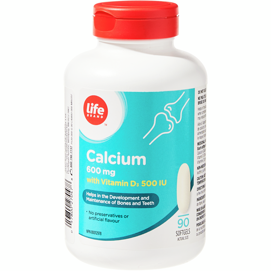 Life Brand Calcium 600 mg with Vitamin D3 500 IU 90 Softgels 90 ea, $0.16/1ea