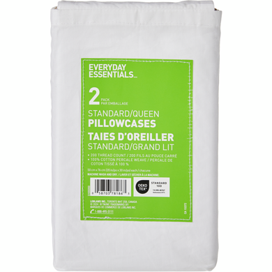 Everyday Essentials Queen Percale Pillowcases 2 Piece Set, White 1 ea, $6.00/1ea