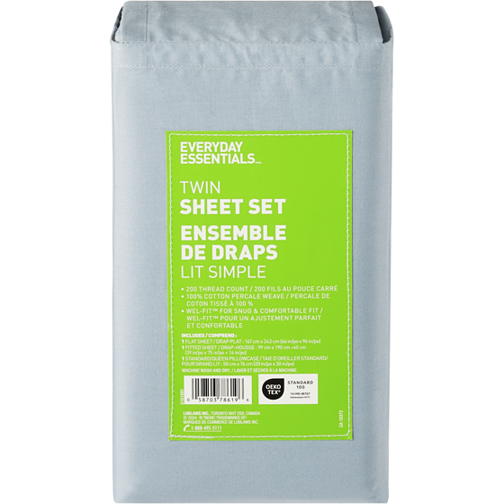 Everyday Essentials Twin Cotton Sheet 3 Piece Set - Chambray 1 ea, $35.00/1ea