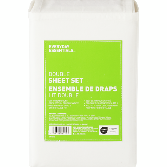 Everyday Essentials Double Cotton Sheet 4 Piece Set - White 1 ea, $33.00/1ea