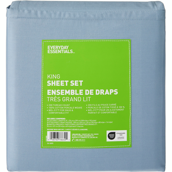Everyday Essentials King Cotton Sheet 4 Piece Set 1 ea, $50.00/1ea