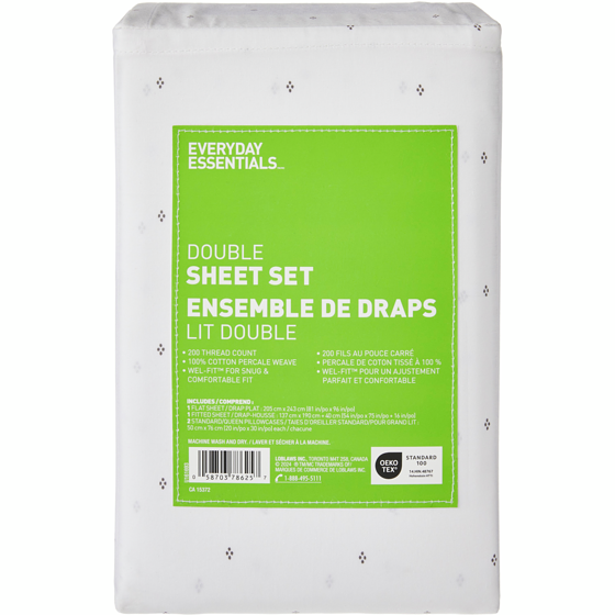 Everyday Essentials Double Cotton Sheet 4 Piece Set 1 ea, $45.00/1ea