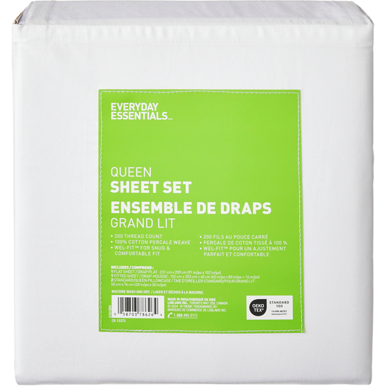 Everyday Essentials Queen Cotton Sheet 4 Piece Set 1 ea, $37.00/1ea
