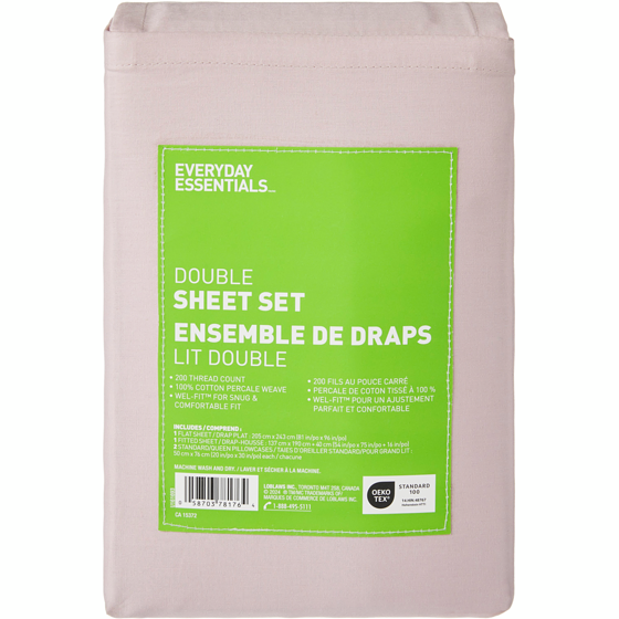 Everyday Essentials Ensemble de draps 4 pièces en coton pour lit double 1 ea, 33,00 $/1ch