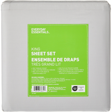 Everyday Essentials King Cotton Sheet 4 Piece Set 1 ea, $55.00/1ea