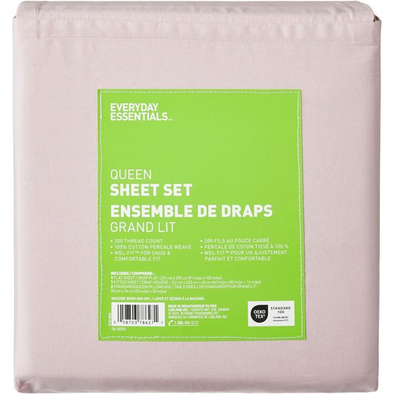 Everyday Essentials Ensemble de draps 4 pièces en coton pour grand lit 1 ea, 37,00 $/1ch