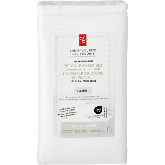 President's Choice Twin Percale Cotton Sheet 3 Piece Set 1 ea, $50.00/1ea