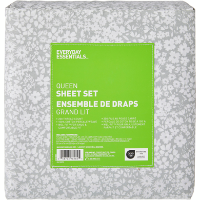 Everyday Essentials Queen Cotton Sheet 4 Piece Set 1 ea, $37.00/1ea