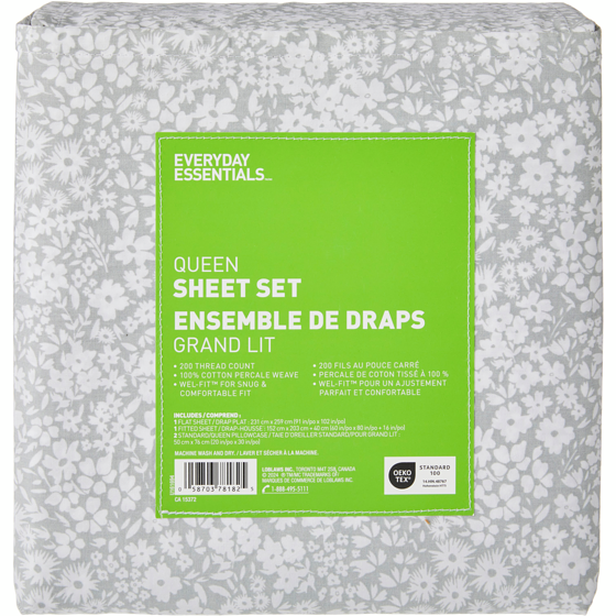 Everyday Essentials Queen Cotton Sheet 4 Piece Set 1 ea, $37.00/1ea