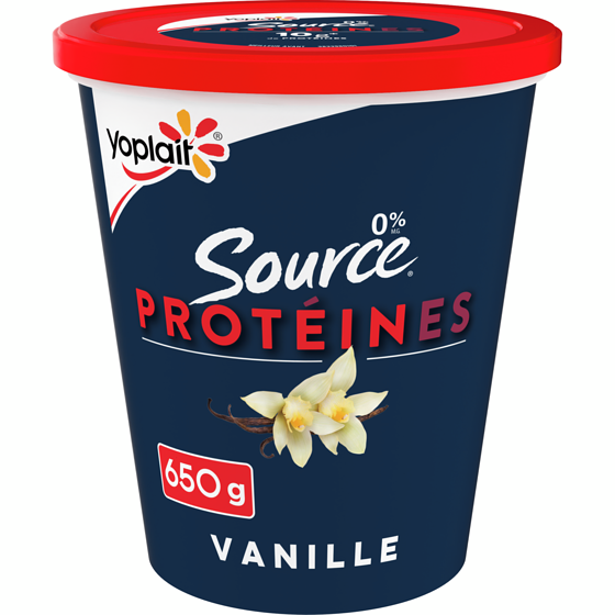 Yoplait Source proteine yogourt vanille 0% m.g. 650 g, 1,04 $/100g
