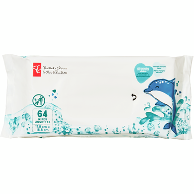 President's Choice 99% Water Baby Wipes 64 Wipes 64 ea, $0.05/1ea