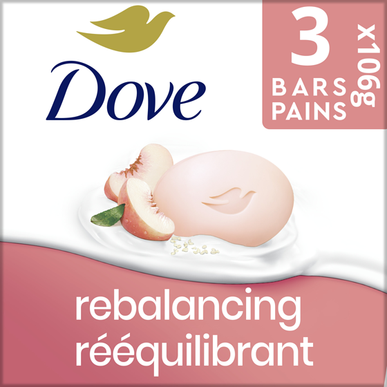 Dove Beauty Bar Helps Rebalance Skin Peach and Rice Milk 318 g, $2.36/100g