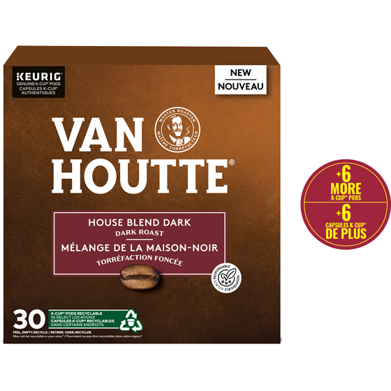 Van Houtte Capsules K-Cup de café Mélange de la maison-noir Van Houtte, torréfaction foncée, 30 unités 30 ea, 1,07 $/1ch