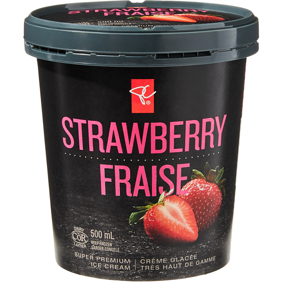 PC Black Label Strawberry Ice Cream 500 ml, $0.90/100ml