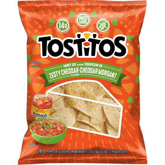 Tostitos Saveur Soupçon de cheddar mordant Chips tortilla 245 g, 1,62 $/100g