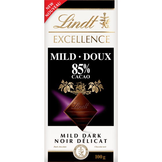 Lindt EXCELLENCE Mild 85% Dark Chocolate Bar 100 g, $5.99/100g