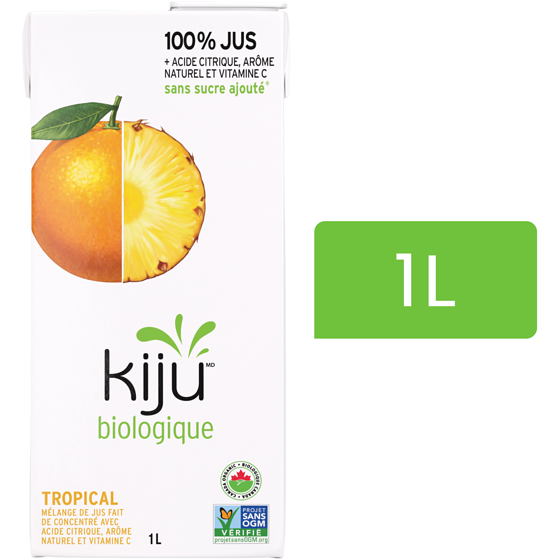 Kiju Mélange de jus de fruits tropical 1 l, 0,35 $/100ml