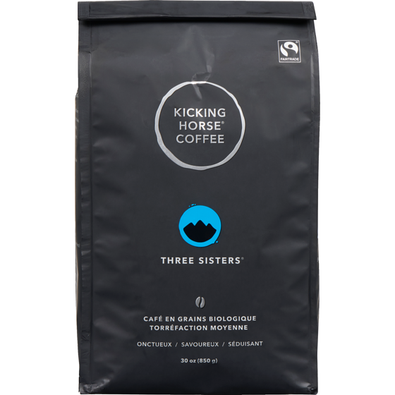 Kicking Horse Café en grains biologique three sisters torréfaction moyenne 850 g, 4,29 $/100g