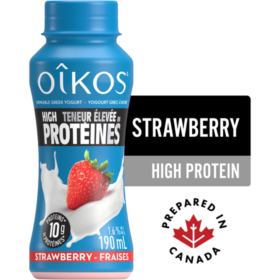 Oikos Greek Yogurt Drink, Strawberry, High Protein 190 ml, $1.21/100ml