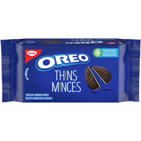 Christie OREO Thins, biscuit sablé au chocolat original, emballable, grignotable et toujours trempé 261 g, 1,44 $/100g
