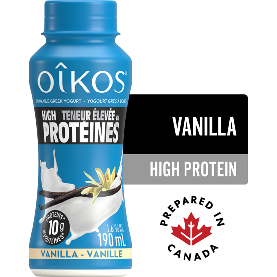 Oikos Greek Yogurt Drink, Vanilla, High Protein 190 ml, $1.21/100ml