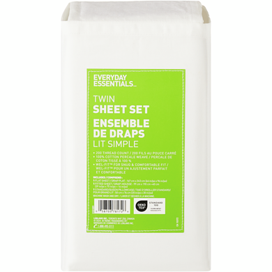 Everyday Essentials Twin Cotton Sheet 3 Piece Set - White 1 ea, $40.00/1ea