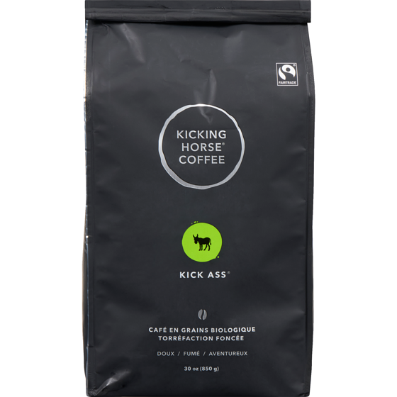 Kicking Horse Café en grains biologique kick ass torréfaction foncée 850 g, 4,29 $/100g