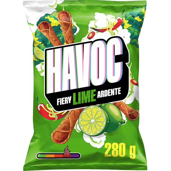 Havoc Saveur Lime ardente Chips tortilla roulées  280 g, 1,60 $/100g