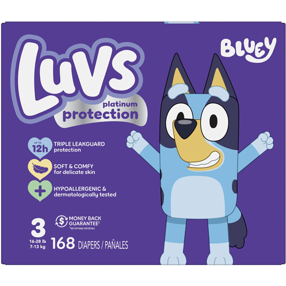 Luvs Couches pour bébés  Protection Platinum, taille 3, 168 couches 168 ea, 0,23 $/1ch