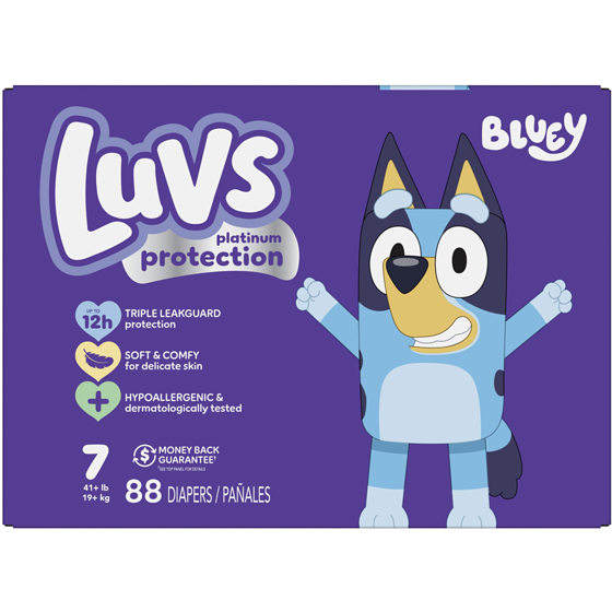 Luvs Platinum Protection Baby Diapers, Size 7 (41+ lbs), 88 Count 88 ea, $0.43/1ea