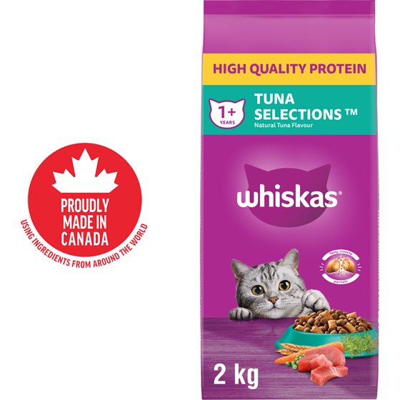 Whiskas Tuna Selections Adult Dry Cat Food With Natural Tuna Flavour 2 kg, $0.55/100g