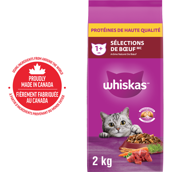 Whiskas Sélections de bœuf nourriture pour chats adultes arôme naturel de bœuf 2 kg, 0,55 $/100g