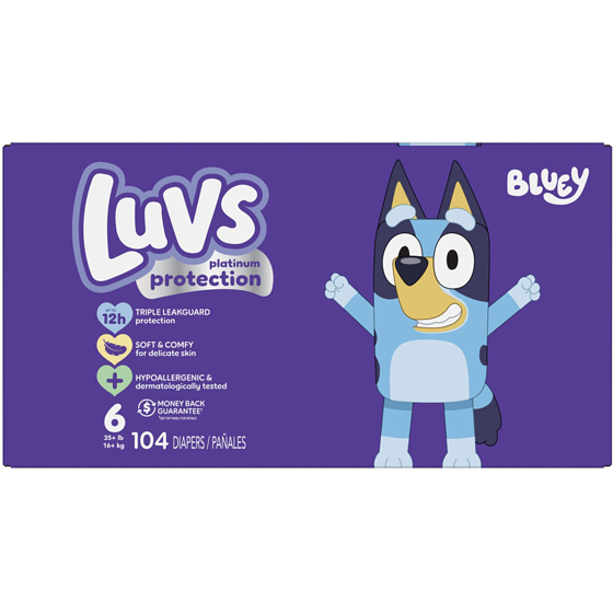 Luvs Couches pour bébés Protection Platinum, taille 6, 104 couches 104 ea, 0,35 $/1ch