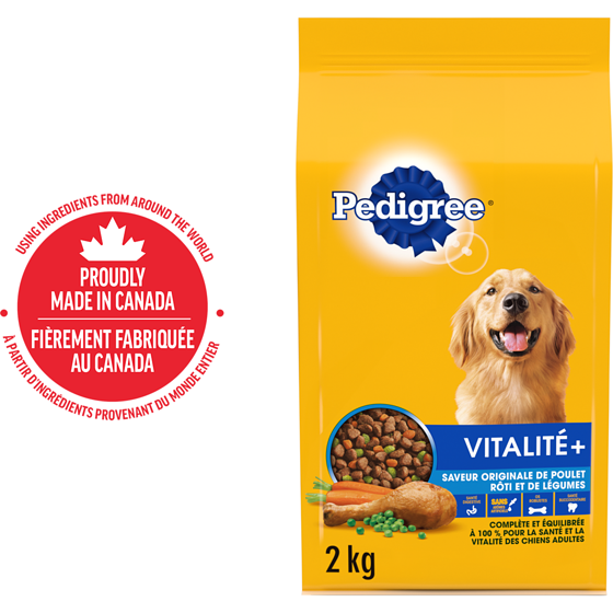 Pedigree Nourriture sèche pour chiens adultes Vitalité+ saveur de poulet rôti et de légumes 2 kg, 0,75 $/100g