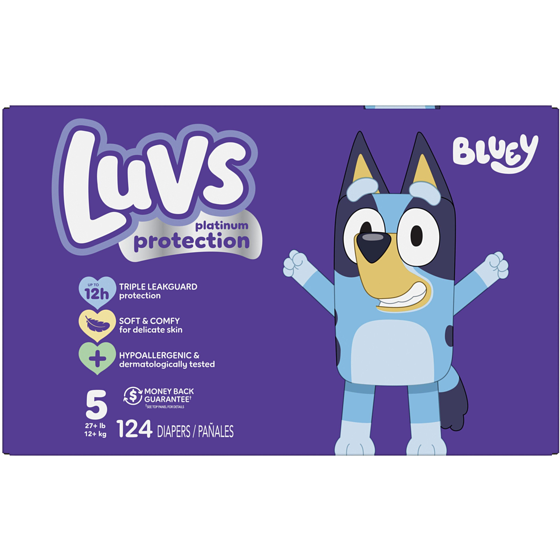 Luvs Platinum Protection Baby Diapers, Size 5 (27+ lbs), 124 Count 124 ea, $0.31/1ea